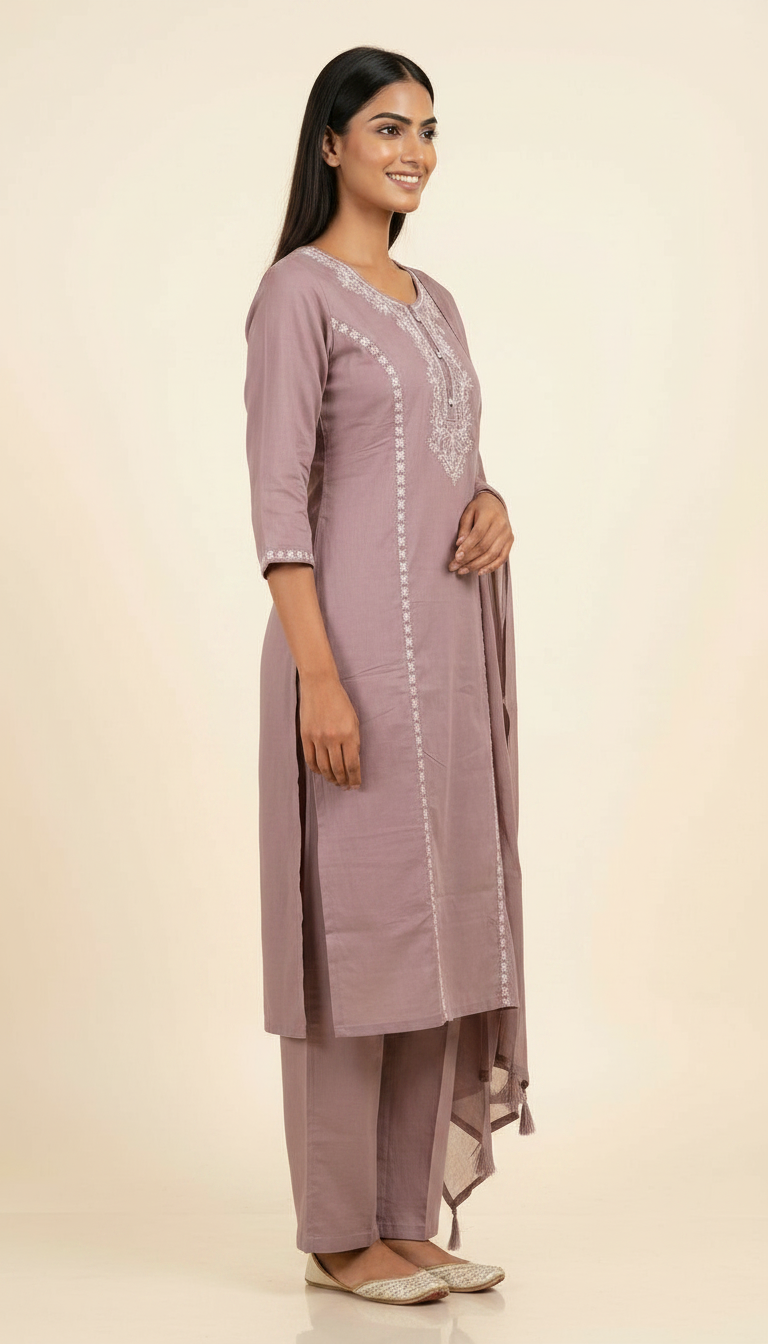Embroidered Pure Comfortable Cotton Stitched Suit Set - Piyazi 2898 L / HC002387 view 3