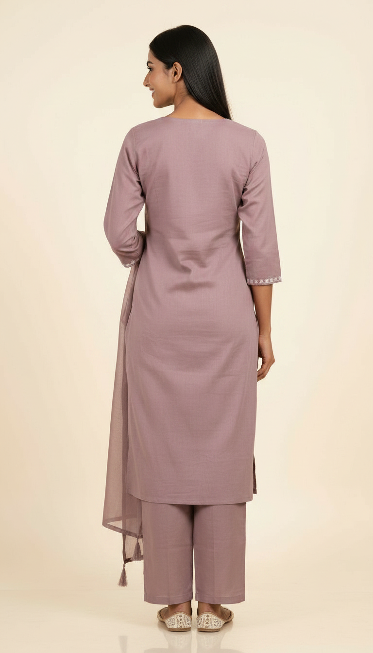 Embroidered Pure Comfortable Cotton Stitched Suit Set - Piyazi 2898 L / HC002387 view 5