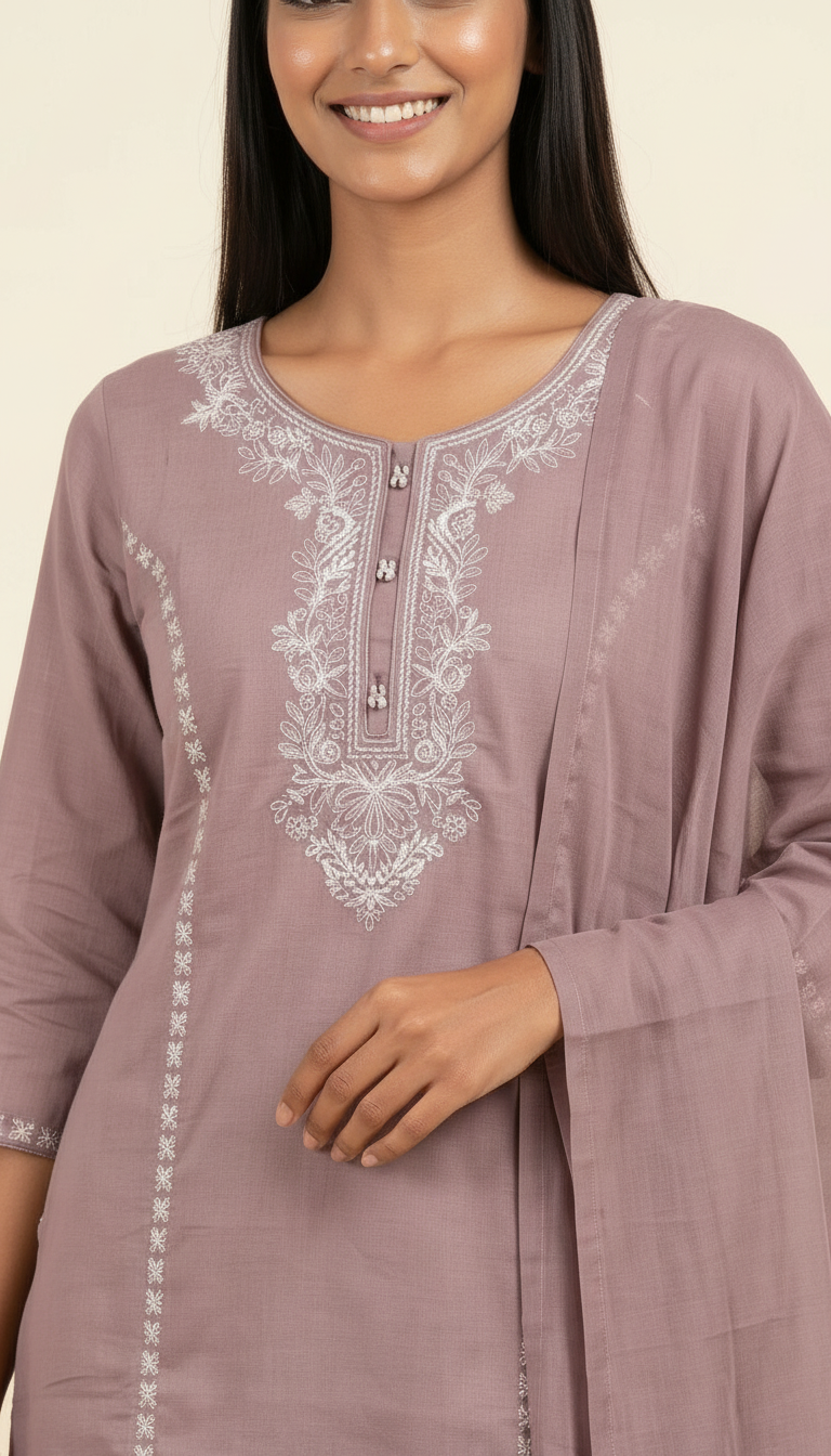 Embroidered Pure Comfortable Cotton Stitched Suit Set - Piyazi 2898 L / HC002387 view 4