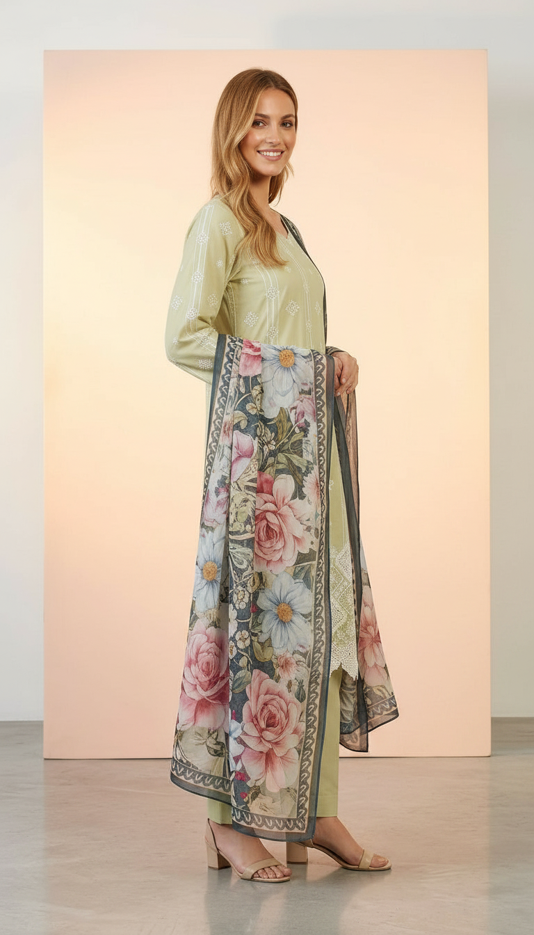 Aadan Libas Ayesia Zia Stitched Lawn Suit - D- 02 XXL / HC001146 view 3