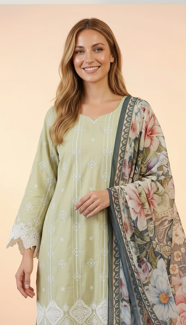 Aadan Libas Ayesia Zia Stitched Lawn Suit - D- 02 XXL / HC001146 view 5