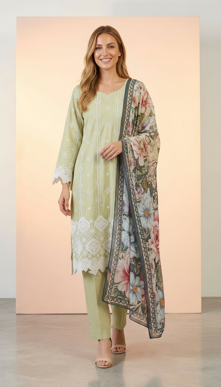 Aadan Libas Ayesia Zia Stitched Lawn Suit - D- 02 XXL / HC001146 view 2