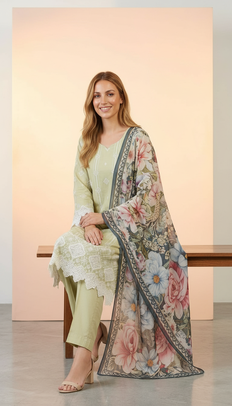 Aadan Libas Ayesia Zia Stitched Lawn Suit - D- 02 XXL / HC001146 view 6