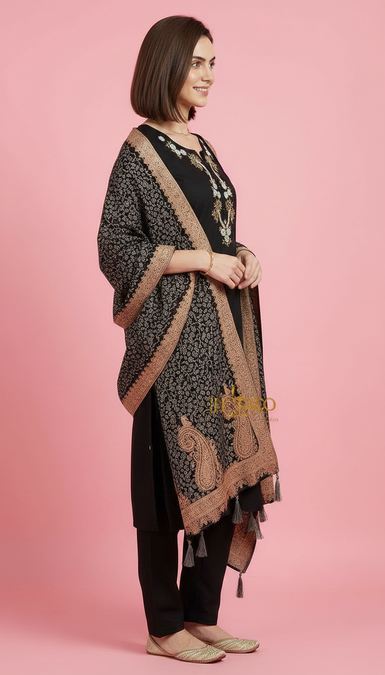 Embroidered Elegant Black Stitched Suit - Black M 2864 / HC002425 view 3