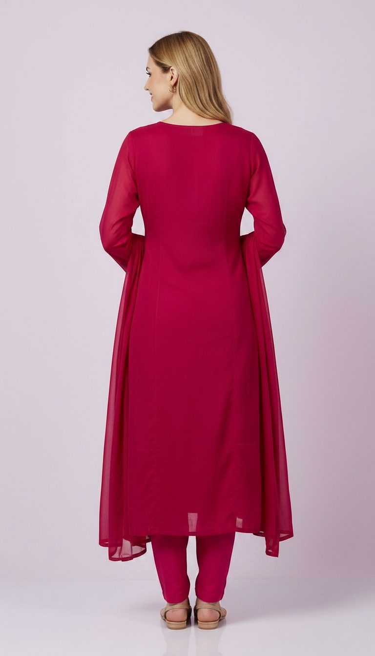 Ethnic Stylish Neck Embroidery Stitched Frock Suit - 1007-L / HC002523 view 4