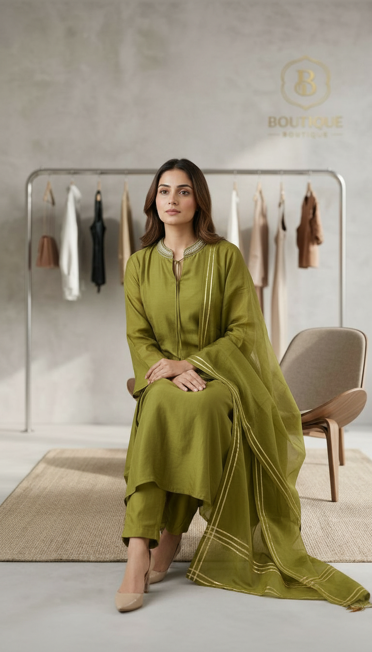 Elegant Neck Embroidery Ethnic Stitched Frock Suit - 1055 L / HC002511u view 5