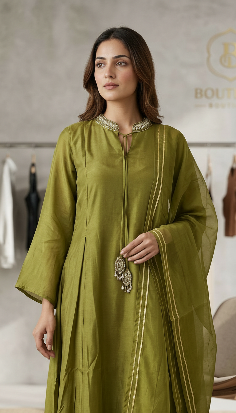 Elegant Neck Embroidery Ethnic Stitched Frock Suit - 1055 L / HC002511u view 4