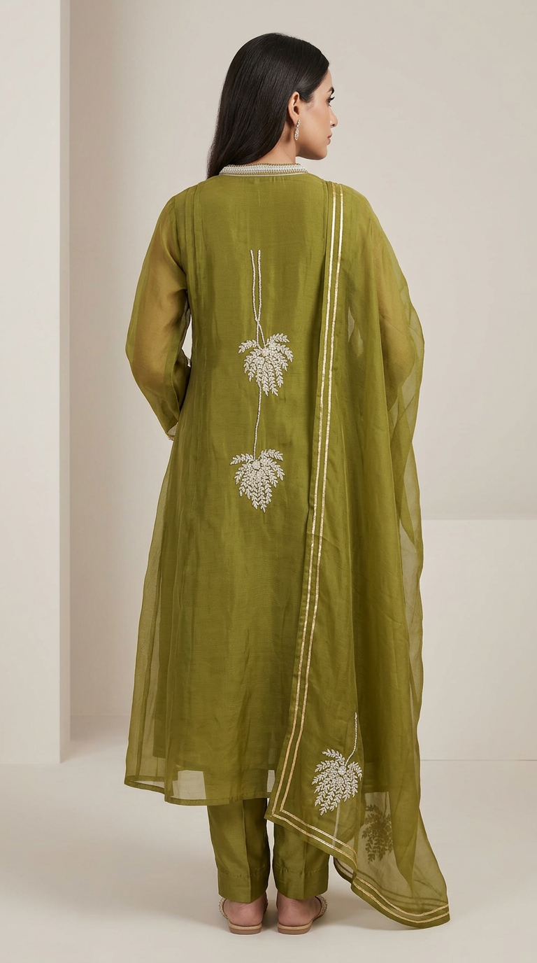 Elegant Neck Embroidery Ethnic Stitched Frock Suit - 1055 L / HC002511u view 3