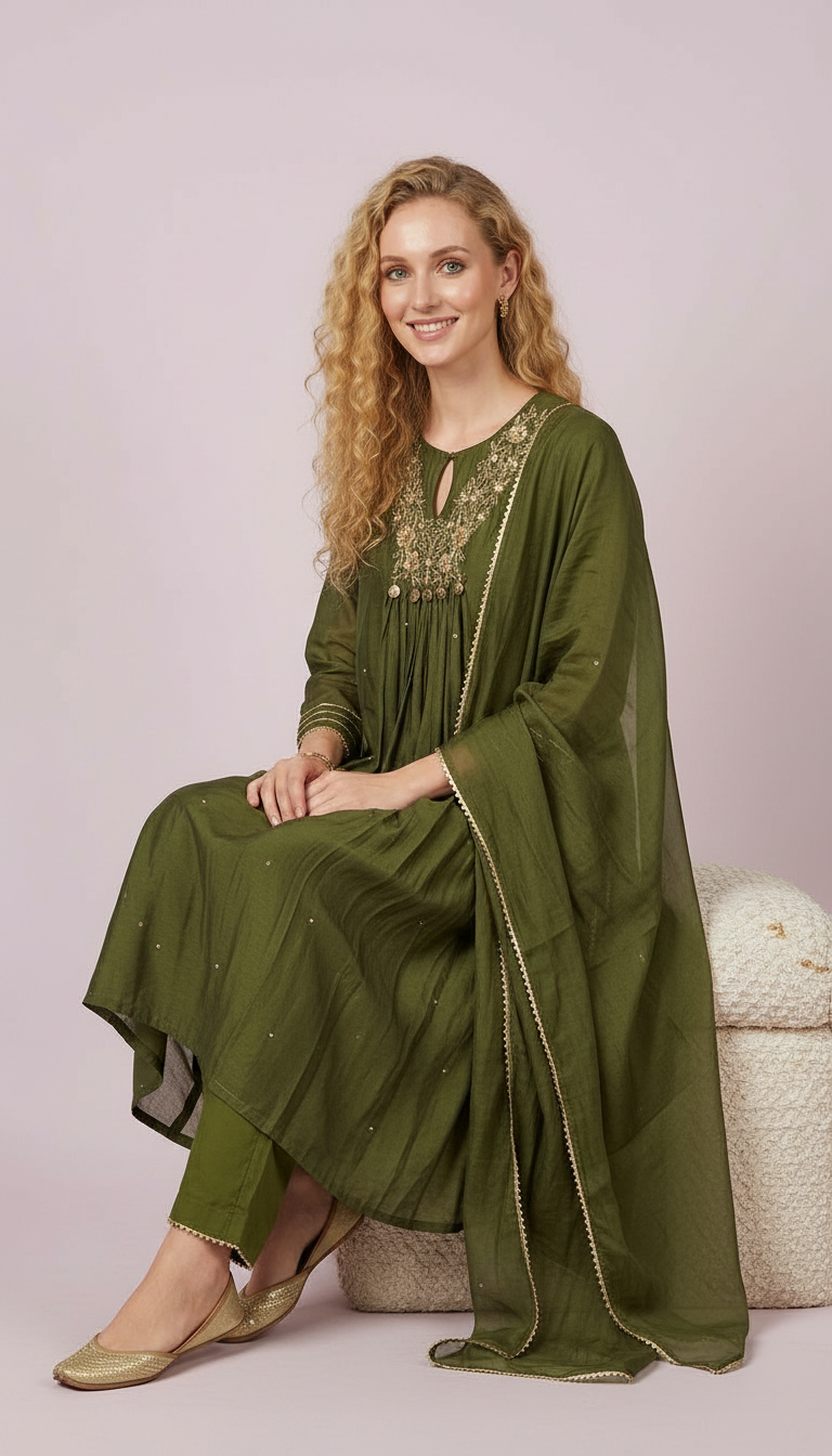 Embroidered Ethnic Stylish Anarkali Stitched Frock Suit - 1049 L / HC002519 view 5
