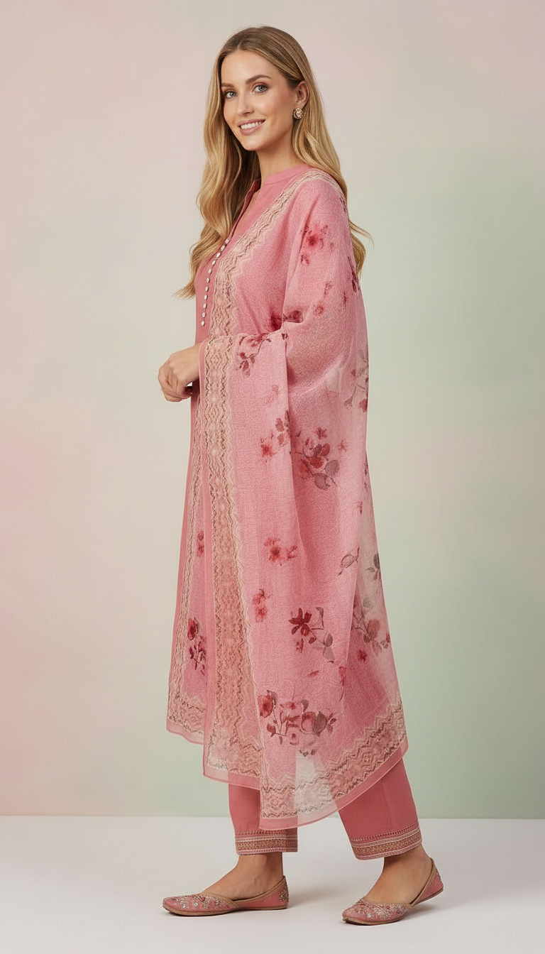 Stylish Embroidered Pure Cotton Stitched Suit - 1086 L / HC002514 view 4
