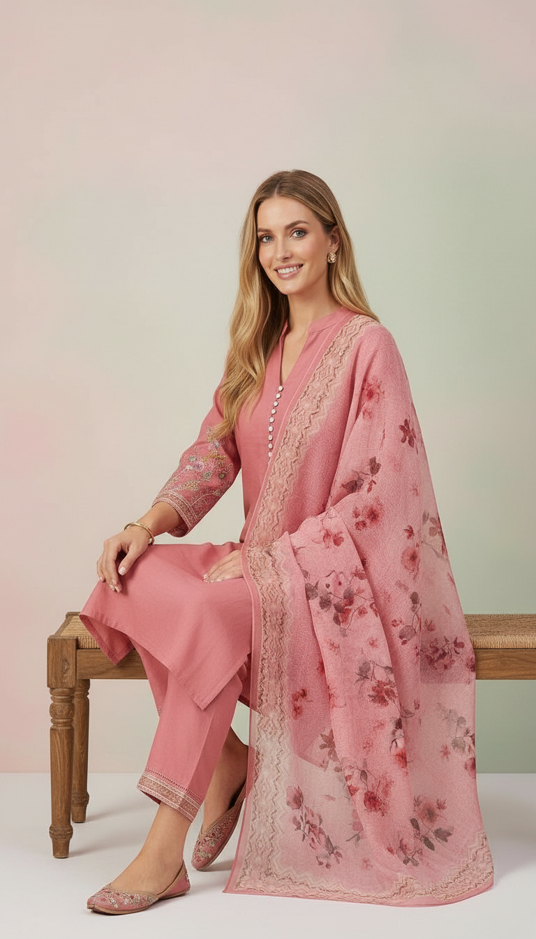 Stylish Embroidered Pure Cotton Stitched Suit - 1086 L / HC002514 view 7