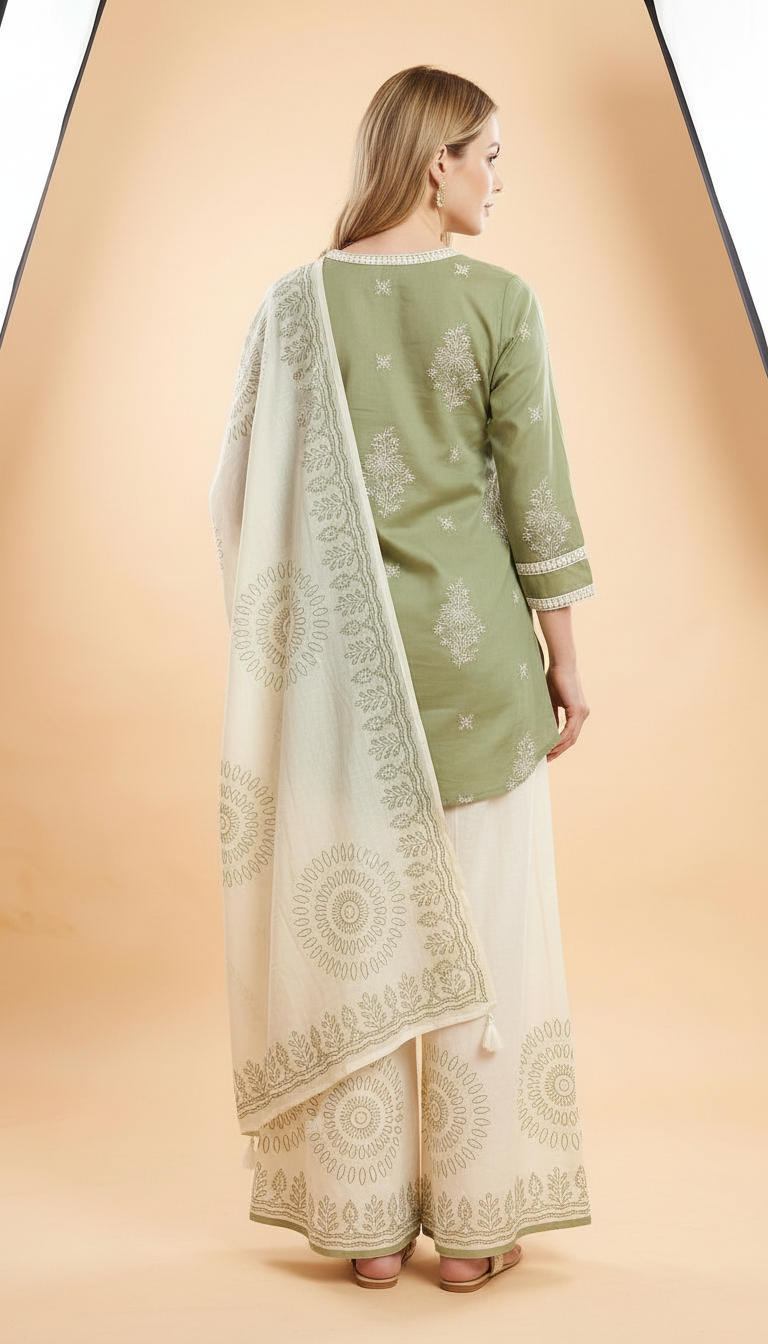 Stylish Embroidered Work With Printed Flapper Suit -1419- L / HC002510 view 5