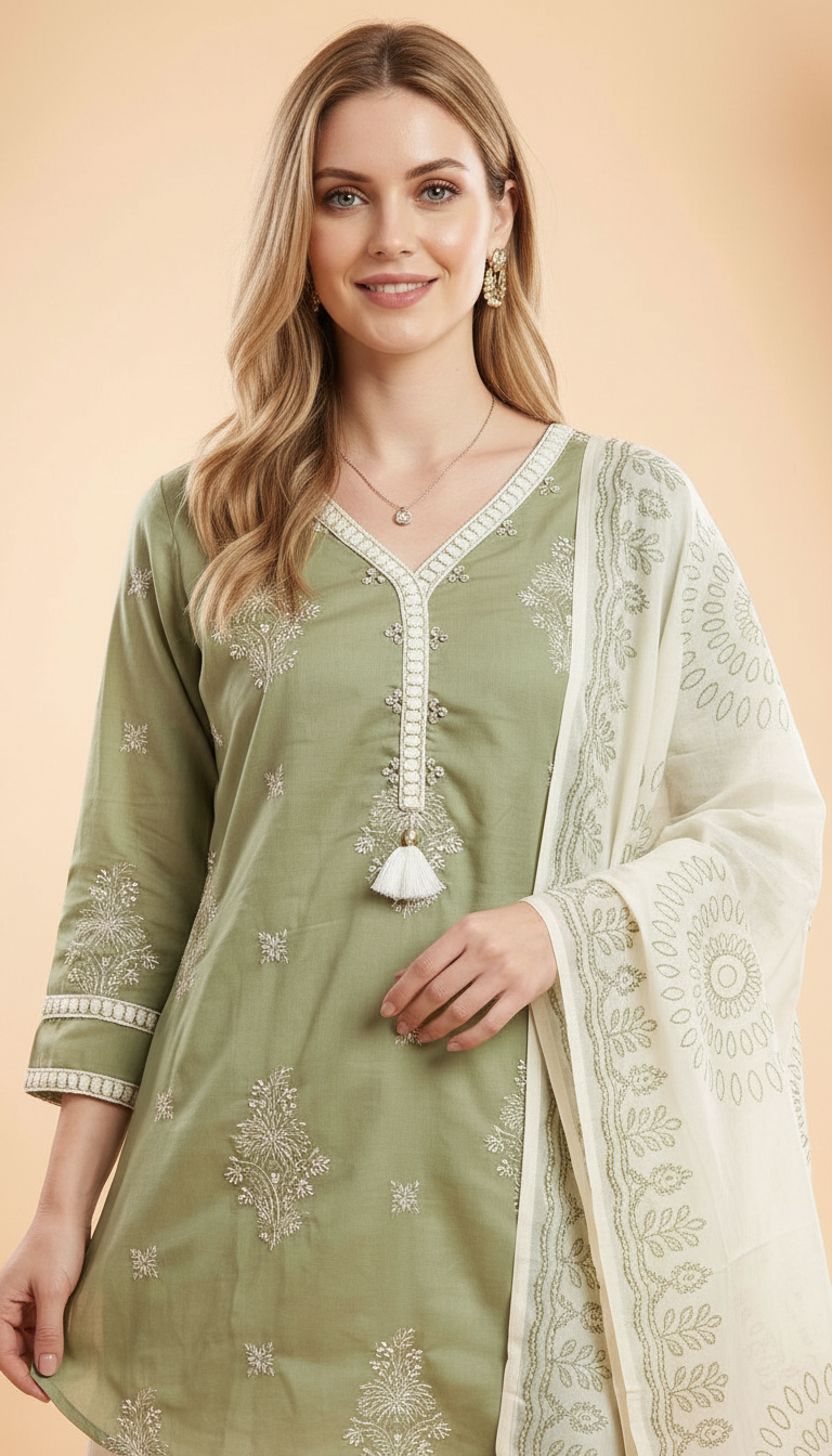 Stylish Embroidered Work With Printed Flapper Suit -1419- L / HC002510 view 6