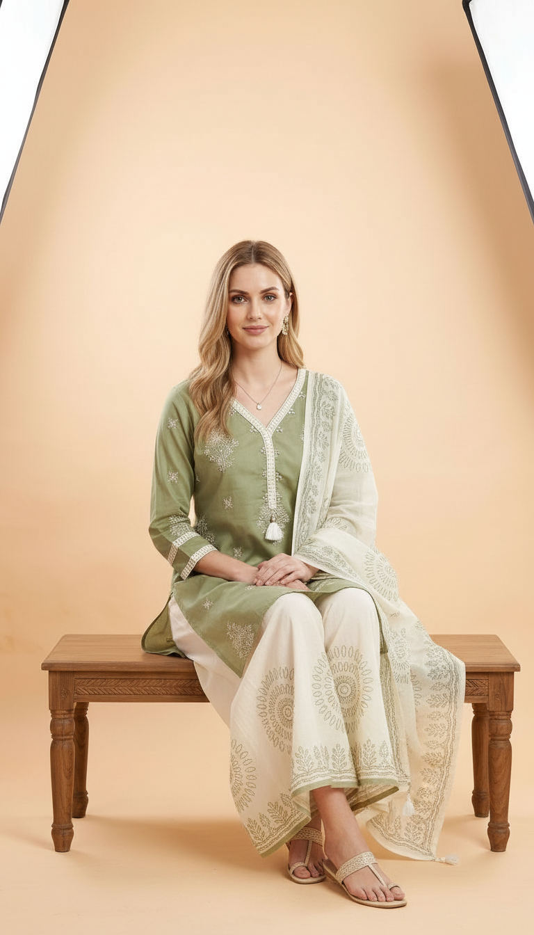 Stylish Embroidered Work With Printed Flapper Suit -1419- L / HC002510 view 7
