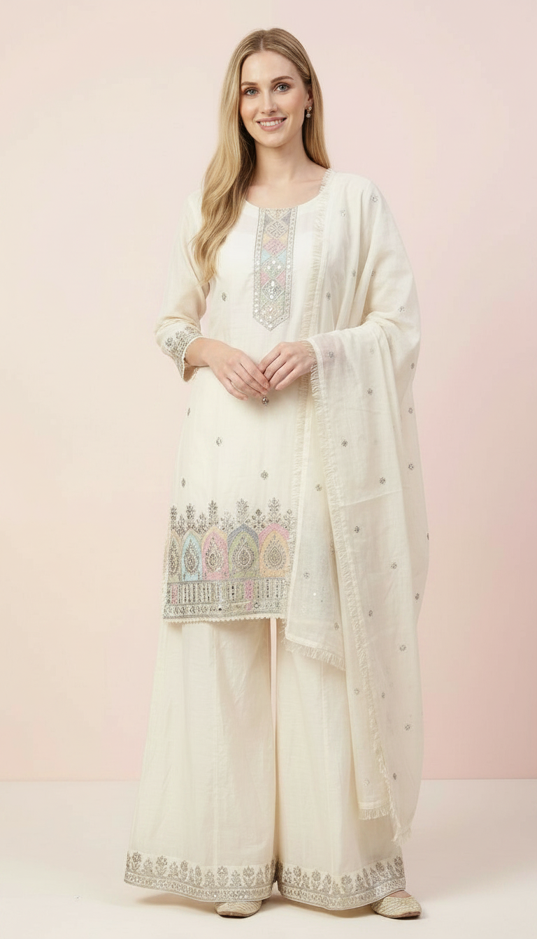 Elegant Fancy Embroidery With Handwork Stitched Flapper Suit - 1407 L / HC002508 view 3