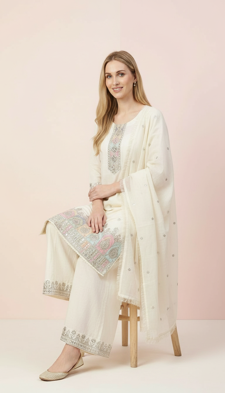 Elegant Fancy Embroidery With Handwork Stitched Flapper Suit - 1407 L / HC002508 view 7