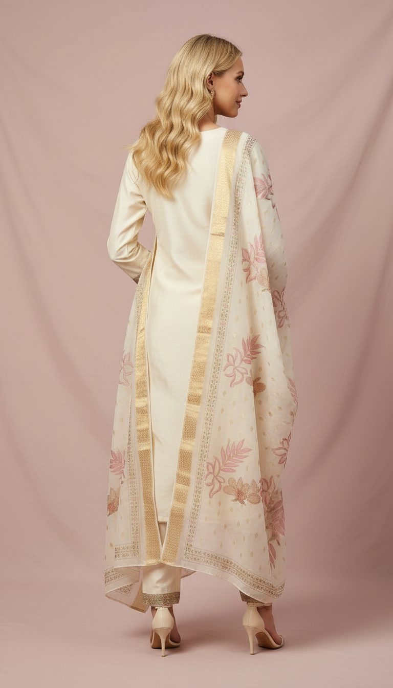 Elegant Embroidered Ethnic Mal Chanderi Stitched Suit - A08804 M / HC002530 view 7