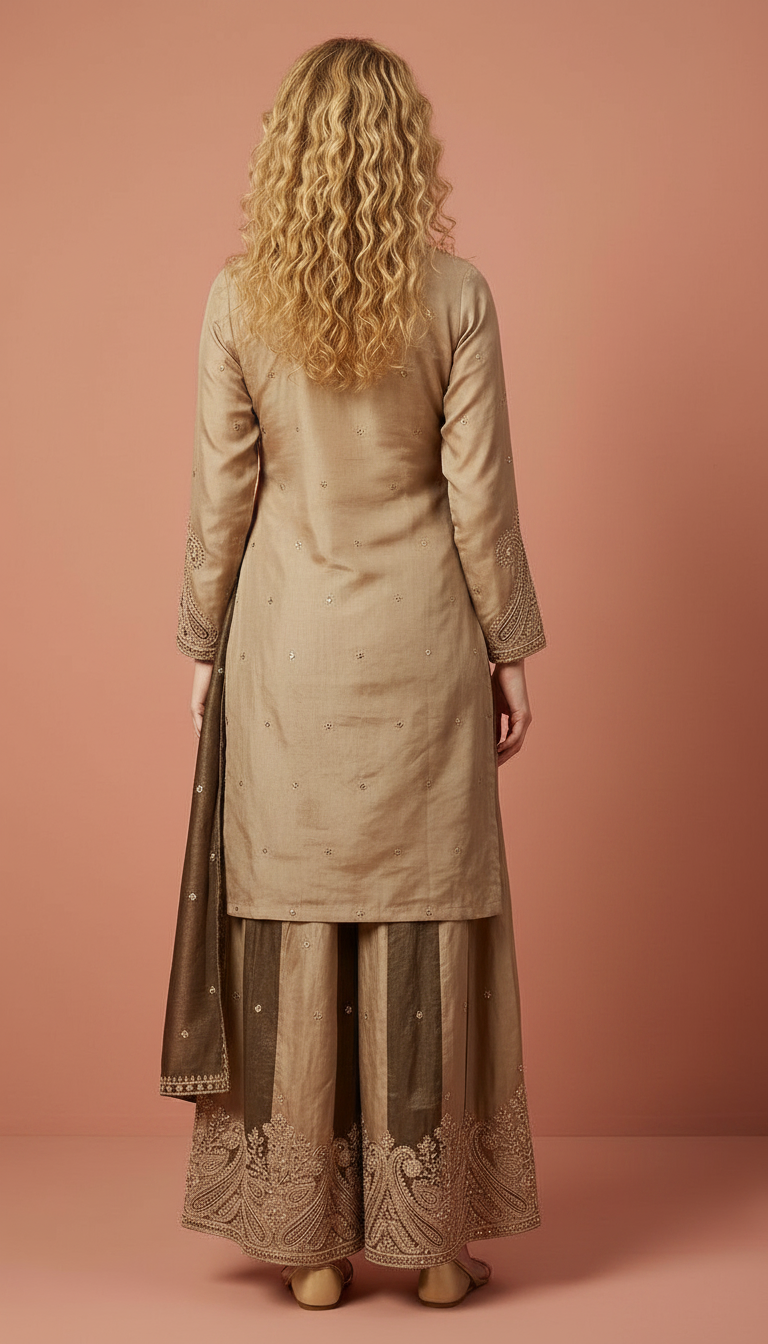 Embroidered Gilater Shimmer Silk Stitched Flapper Suit - 2644 LA / SD00133 view 4