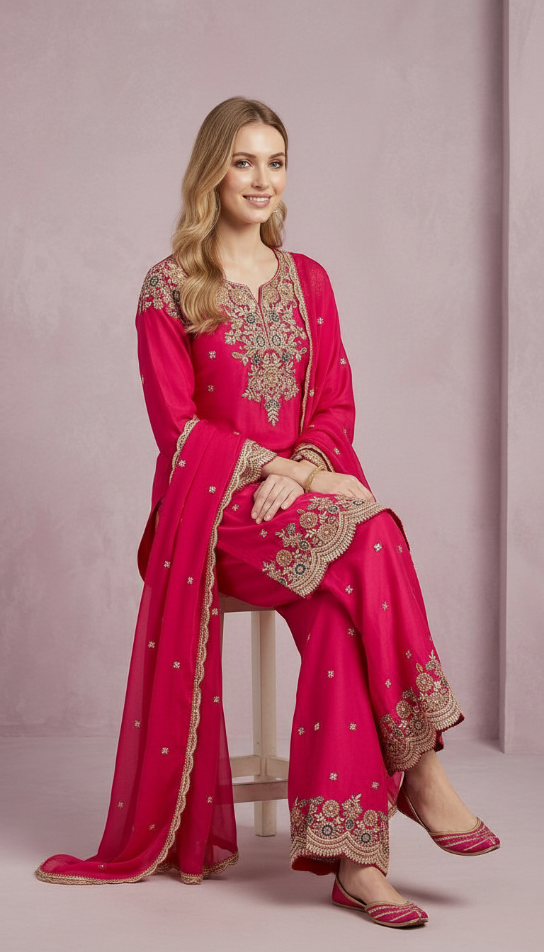Elegant Embroidered Work Stylish Flapper Suit - Manjanta  L / SD001707 view 5