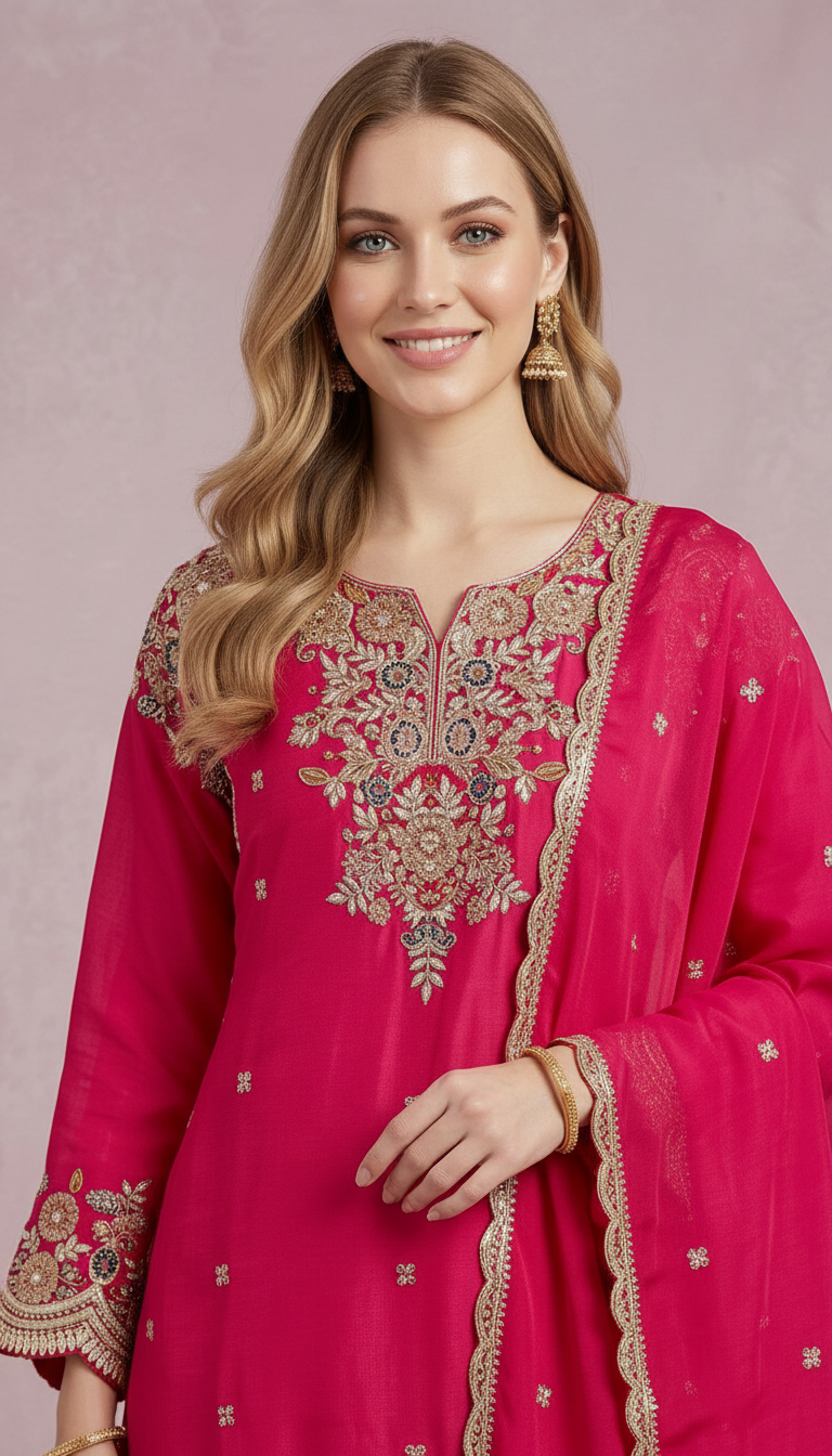 Elegant Embroidered Work Stylish Flapper Suit - Manjanta  L / SD001707 view 4