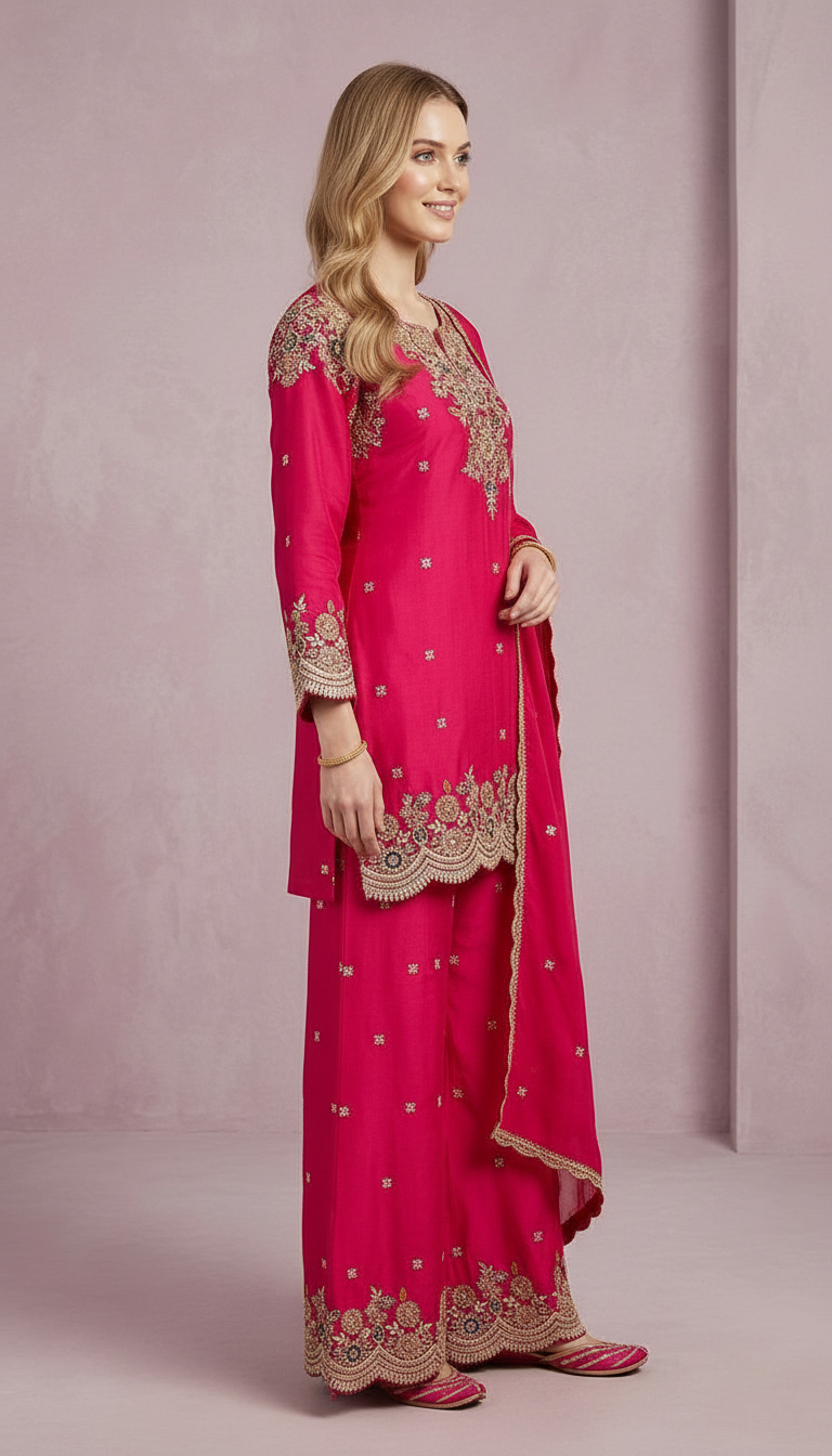 Elegant Embroidered Work Stylish Flapper Suit - Manjanta  L / SD001707 view 3