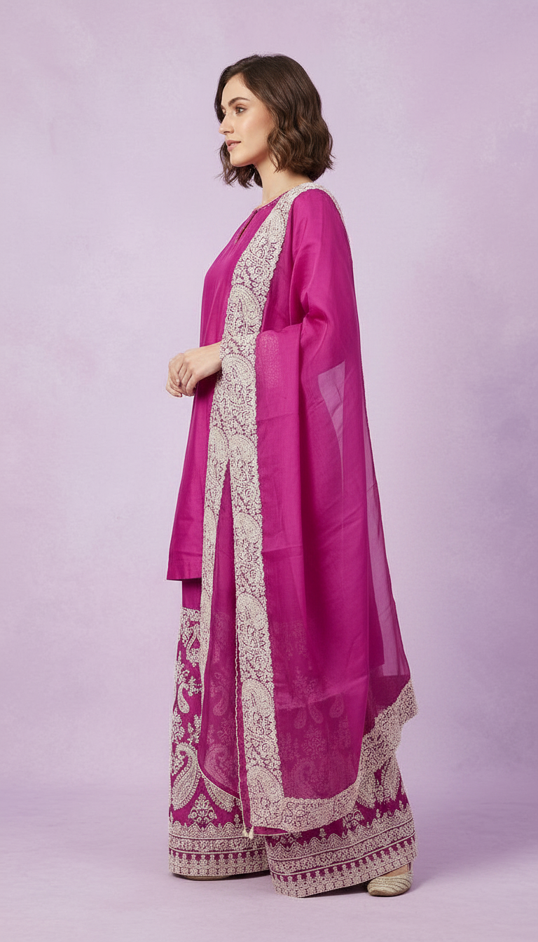 Embroidered Stylish Work Stitched Flapper Suit - 2556 L / HC002008 view 2