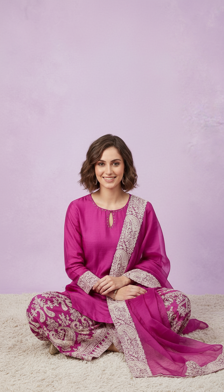 Embroidered Stylish Work Stitched Flapper Suit - 2556 L / HC002008 view 6