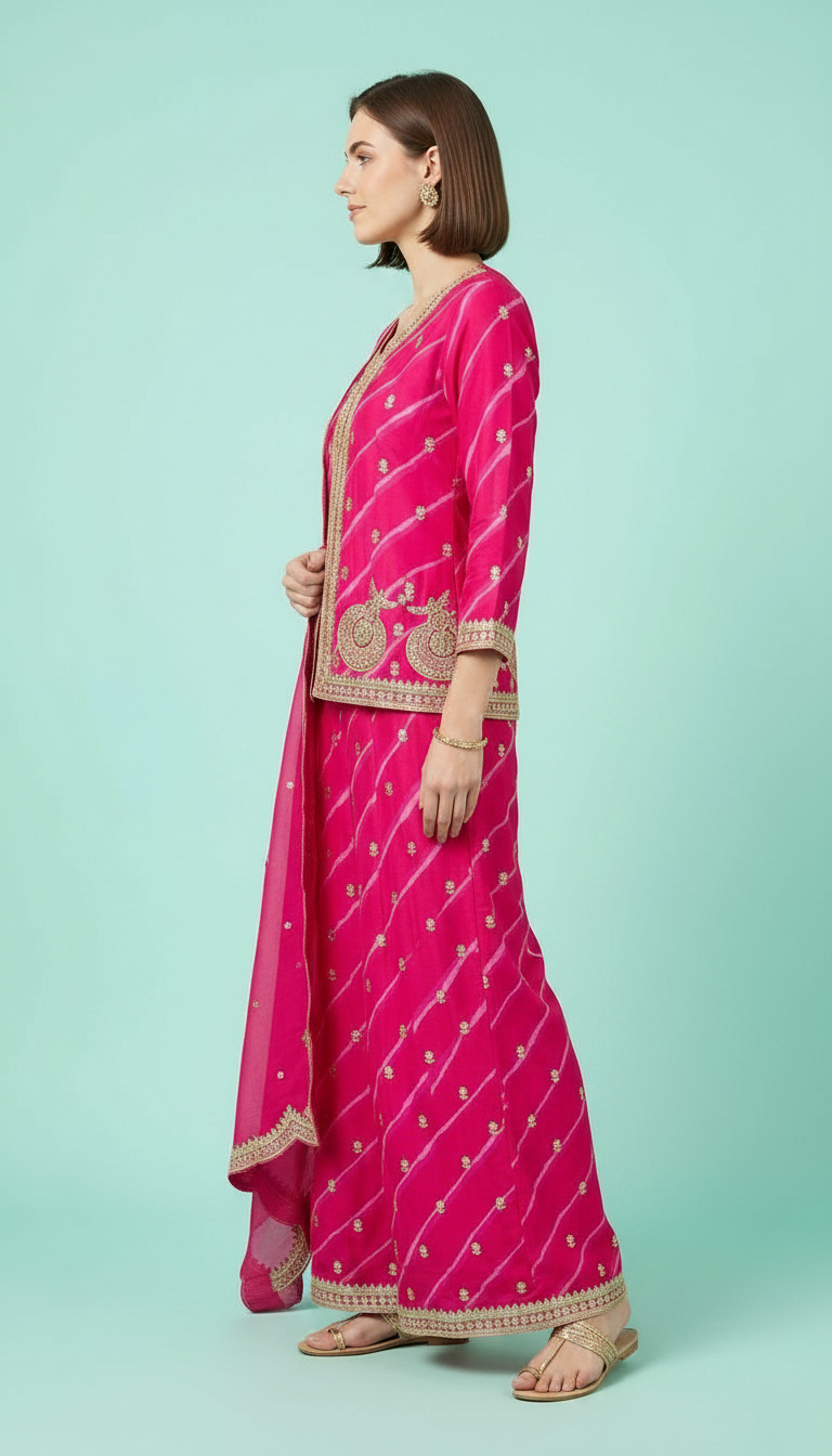 Elegant Aur Stylish Embroidered Work Flapper Stitched Suit - 3889 M / HC002007 view 2