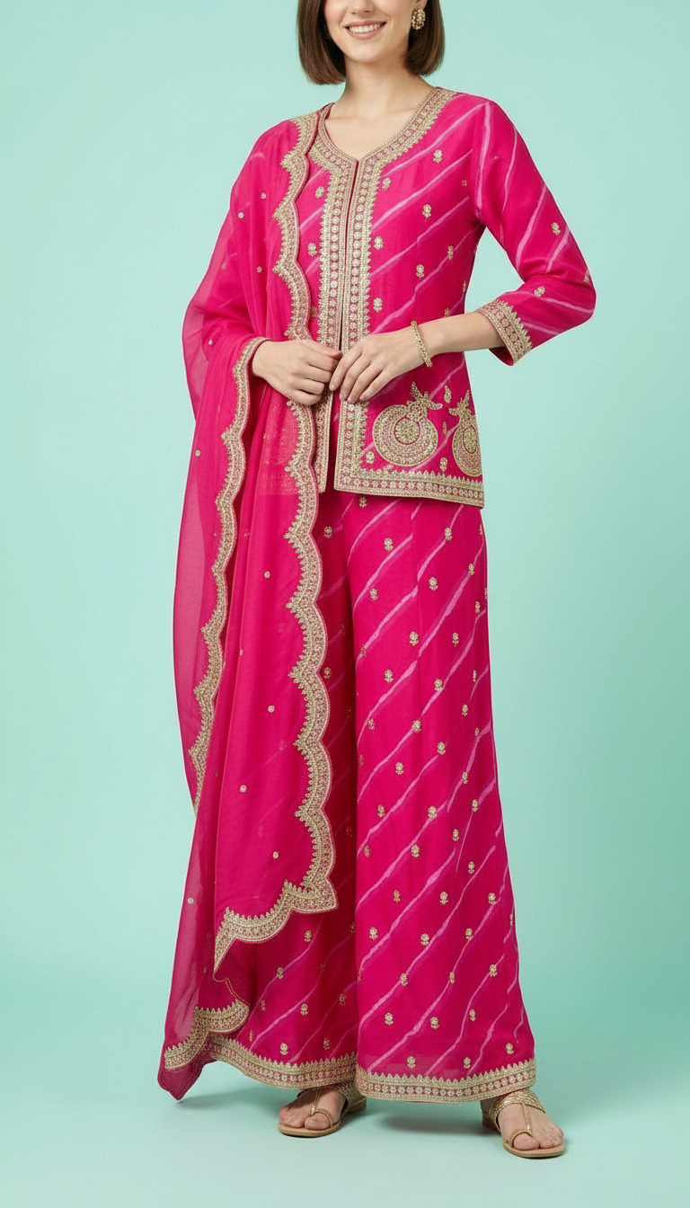 Elegant Aur Stylish Embroidered Work Flapper Stitched Suit - 3889 M / HC002007 view 5