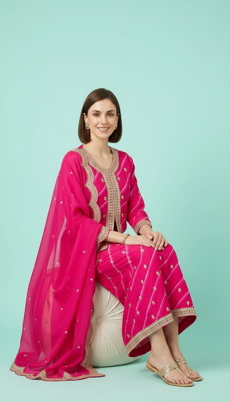 Elegant Aur Stylish Embroidered Work Flapper Stitched Suit - 3889 M / HC002007 view 6