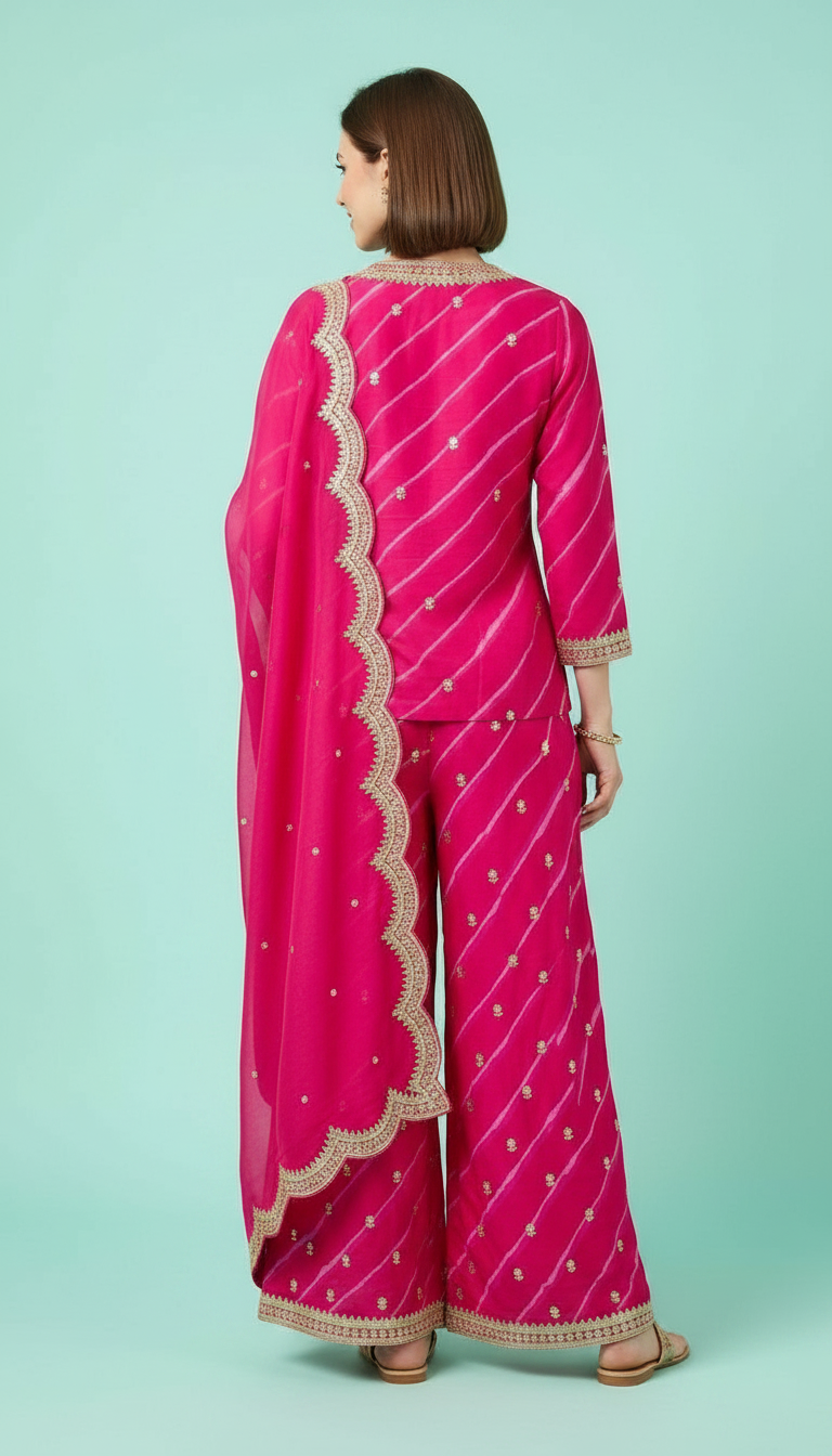 Elegant Aur Stylish Embroidered Work Flapper Stitched Suit - 3889 M / HC002007 view 4