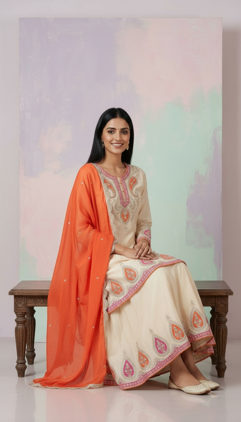 Stylish Embroidered Fancy Work Stitched Flapper Party Wear Suit  - 2831 / HC002127 view 7