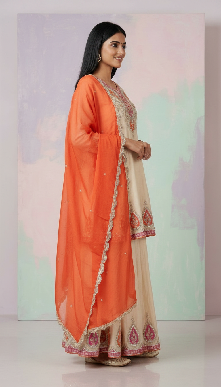 Stylish Embroidered Fancy Work Stitched Flapper Party Wear Suit  - 2831 / HC002127 view 4