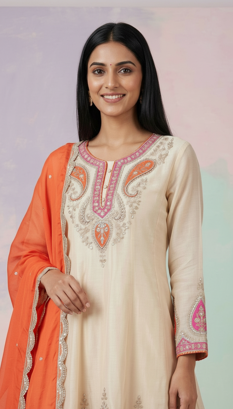 Stylish Embroidered Fancy Work Stitched Flapper Party Wear Suit  - 2831 / HC002127 view 5