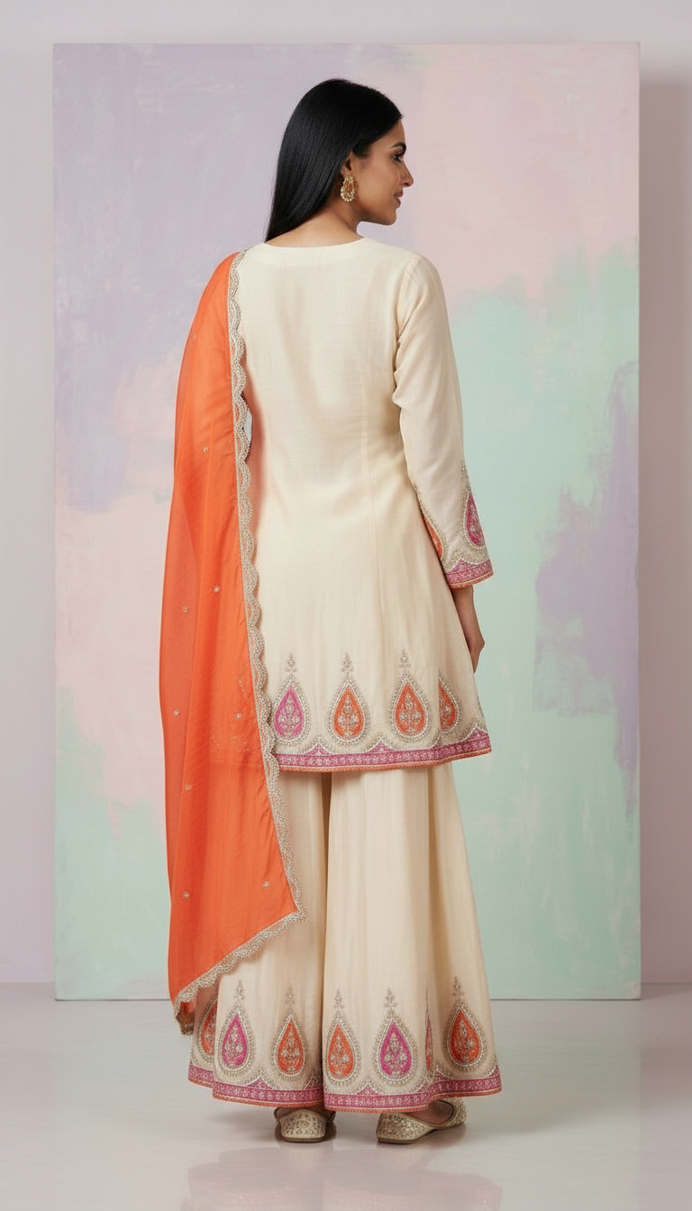 Stylish Embroidered Fancy Work Stitched Flapper Party Wear Suit  - 2831 / HC002127 view 6