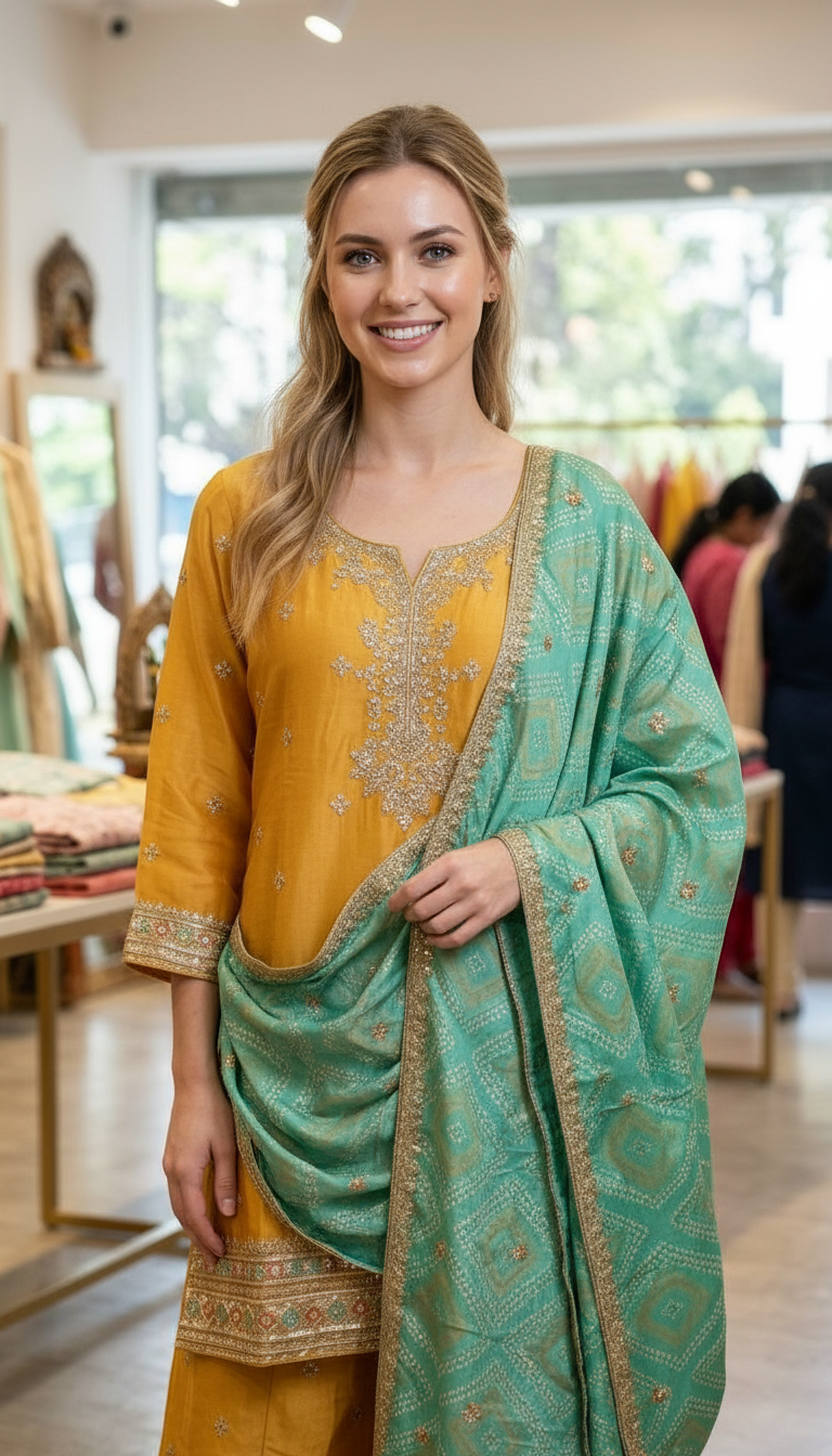 Pure Embroidered Fancy Work Stitched Flapper Suit - 10034 / SD00164 view 5