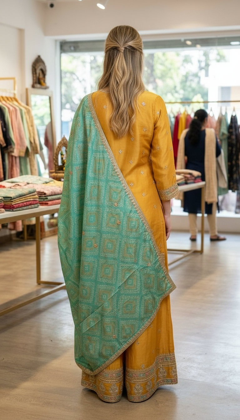 Pure Embroidered Fancy Work Stitched Flapper Suit - 10034 / SD00164 view 4