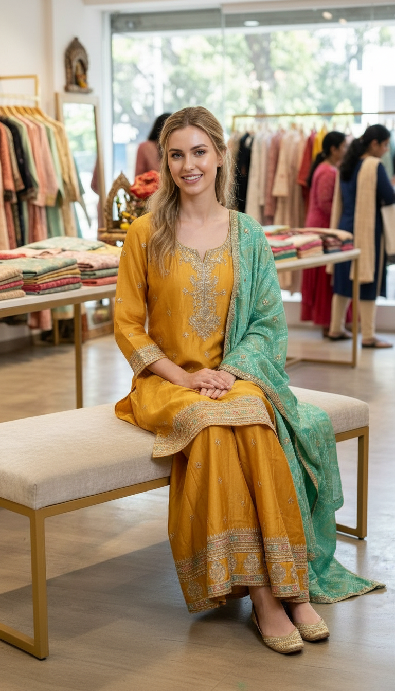 Pure Embroidered Fancy Work Stitched Flapper Suit - 10034 / SD00164 view 6