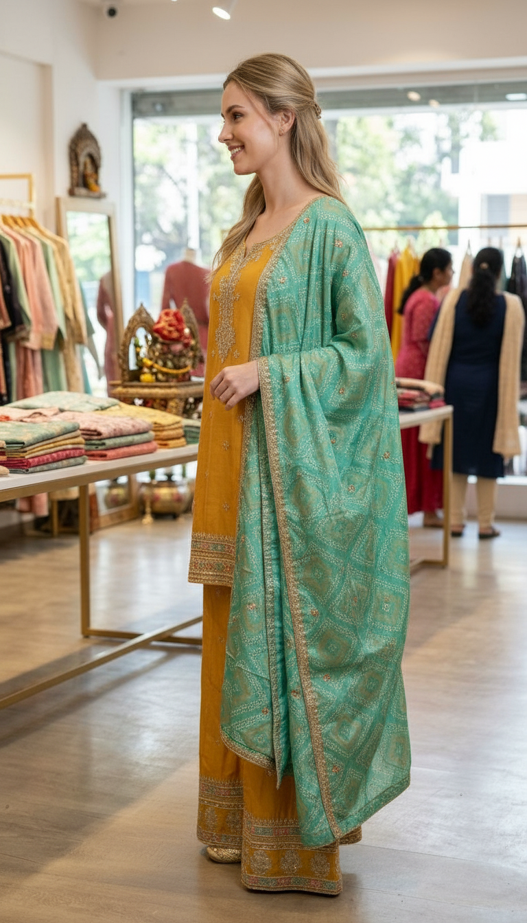 Pure Embroidered Fancy Work Stitched Flapper Suit - 10034 / SD00164 view 2