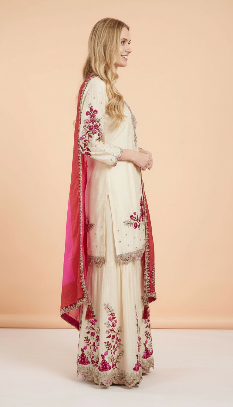 Embroidered Fancy Work Stylish Stitched Flapper Suit - 2141 / HC002130 view 3