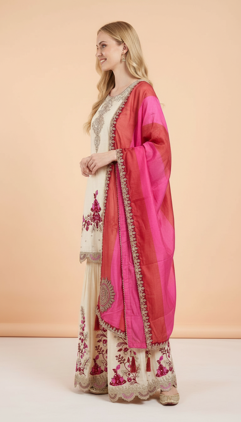 Embroidered Fancy Work Stylish Stitched Flapper Suit - 2141 / HC002130 view 2