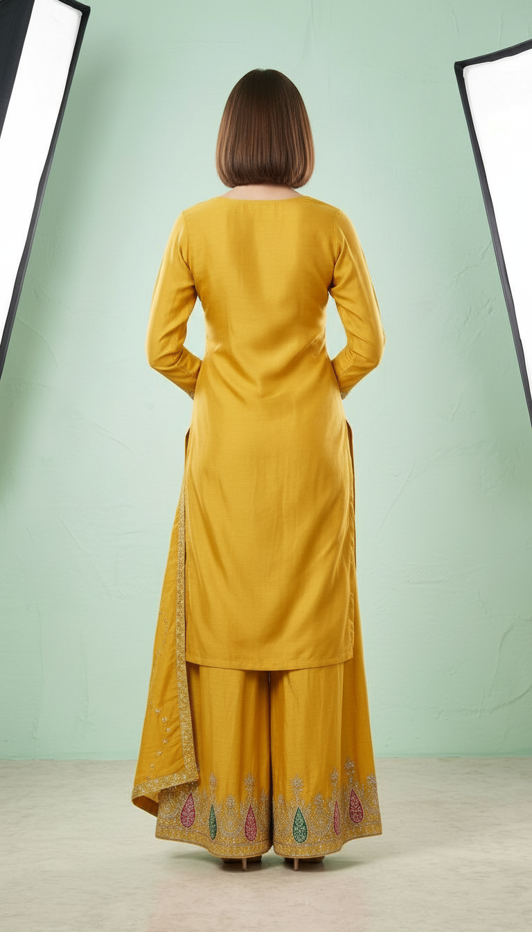 Heavy Embroidered Work Chinon Stitched Flapper Suit 6432 / SD0048 view 5