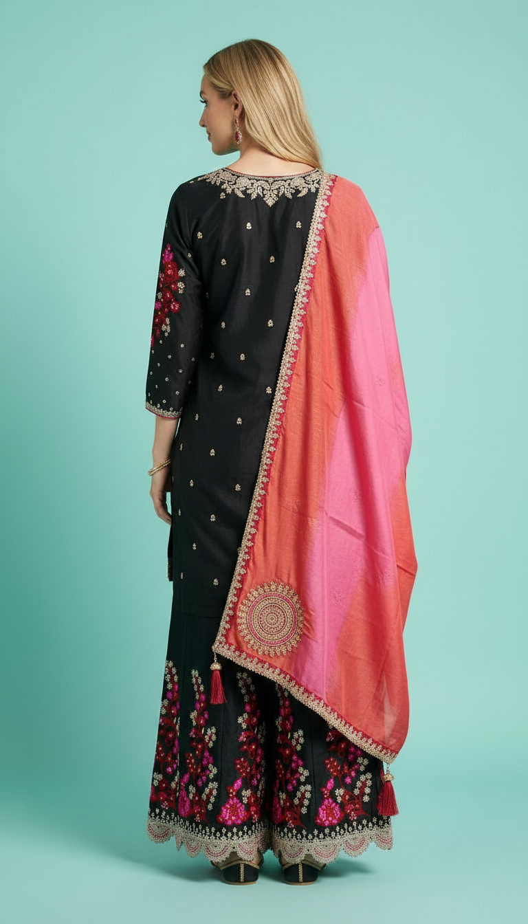Embroidered Fancy Work Stylish Flapper Stitched Suit -2142 / HC002130 view 3