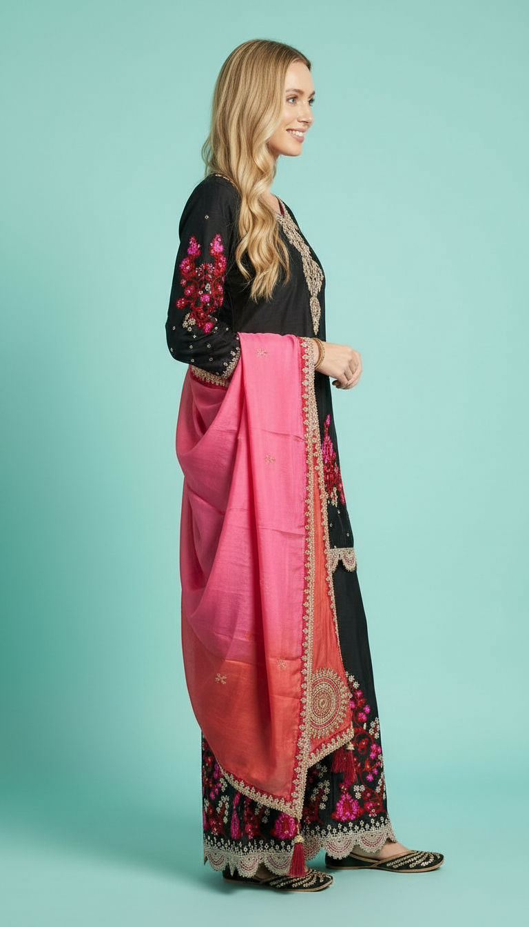 Embroidered Fancy Work Stylish Flapper Stitched Suit -2142 / HC002130 view 4