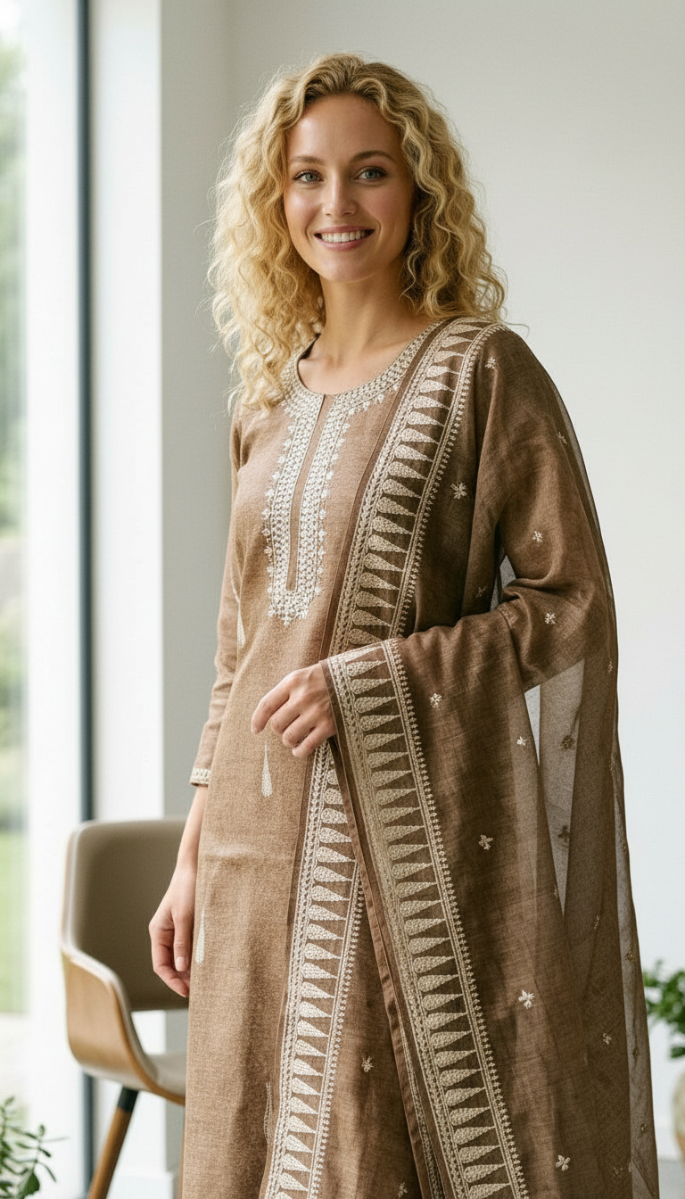 Stylish Gotta Patti Embroidered Work Unstitched Suit -7275 Golden / HC002133 view 5