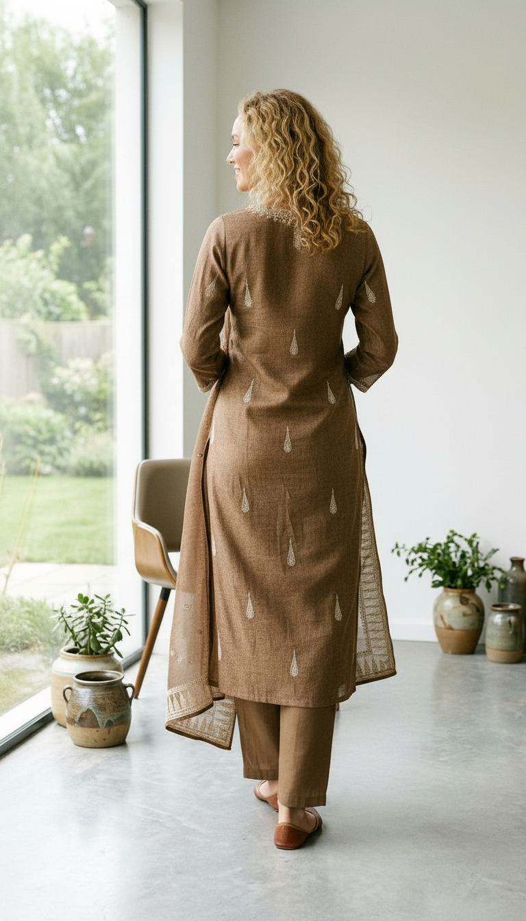 Stylish Gotta Patti Embroidered Work Unstitched Suit -7275 Golden / HC002133 view 4