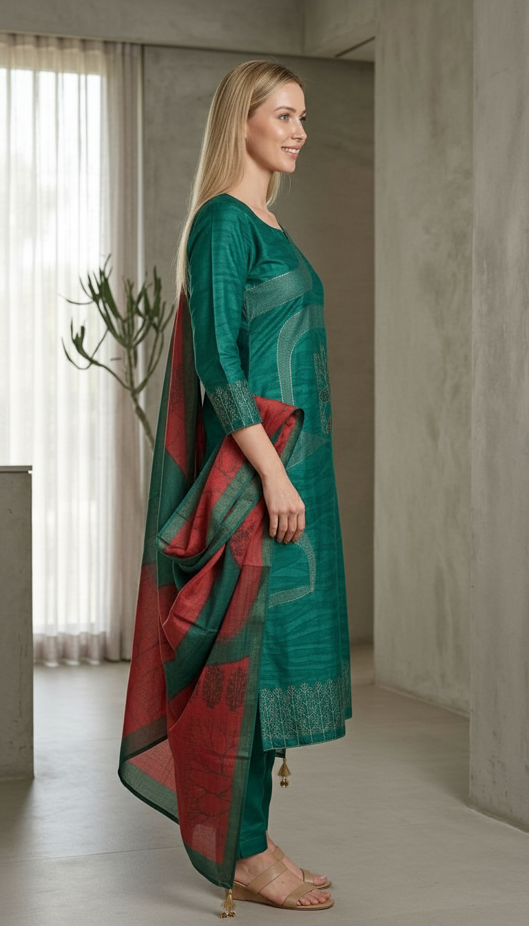 Elegant Muslin Silk With Juqeard Work Unstitched Stylish Suit - 5321 D / HC001445 view 3