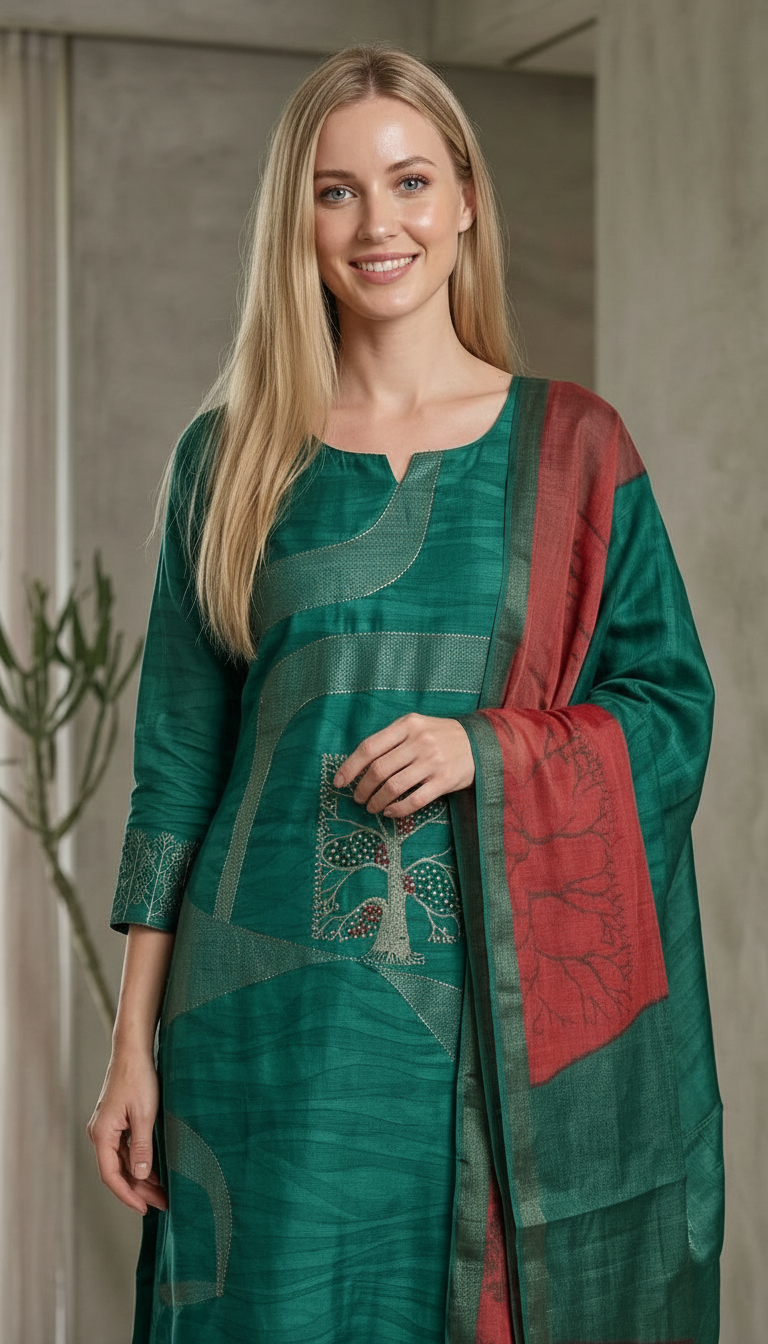 Elegant Muslin Silk With Juqeard Work Unstitched Stylish Suit - 5321 D / HC001445 view 4
