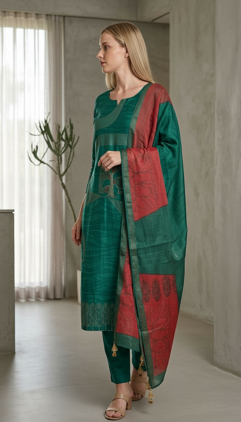 Elegant Muslin Silk With Juqeard Work Unstitched Stylish Suit - 5321 D / HC001445 view 2