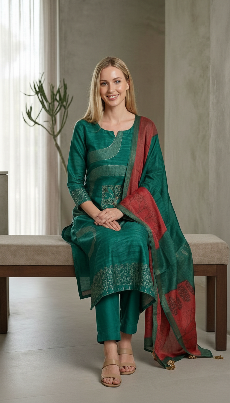 Elegant Muslin Silk With Juqeard Work Unstitched Stylish Suit - 5321 D / HC001445 view 6